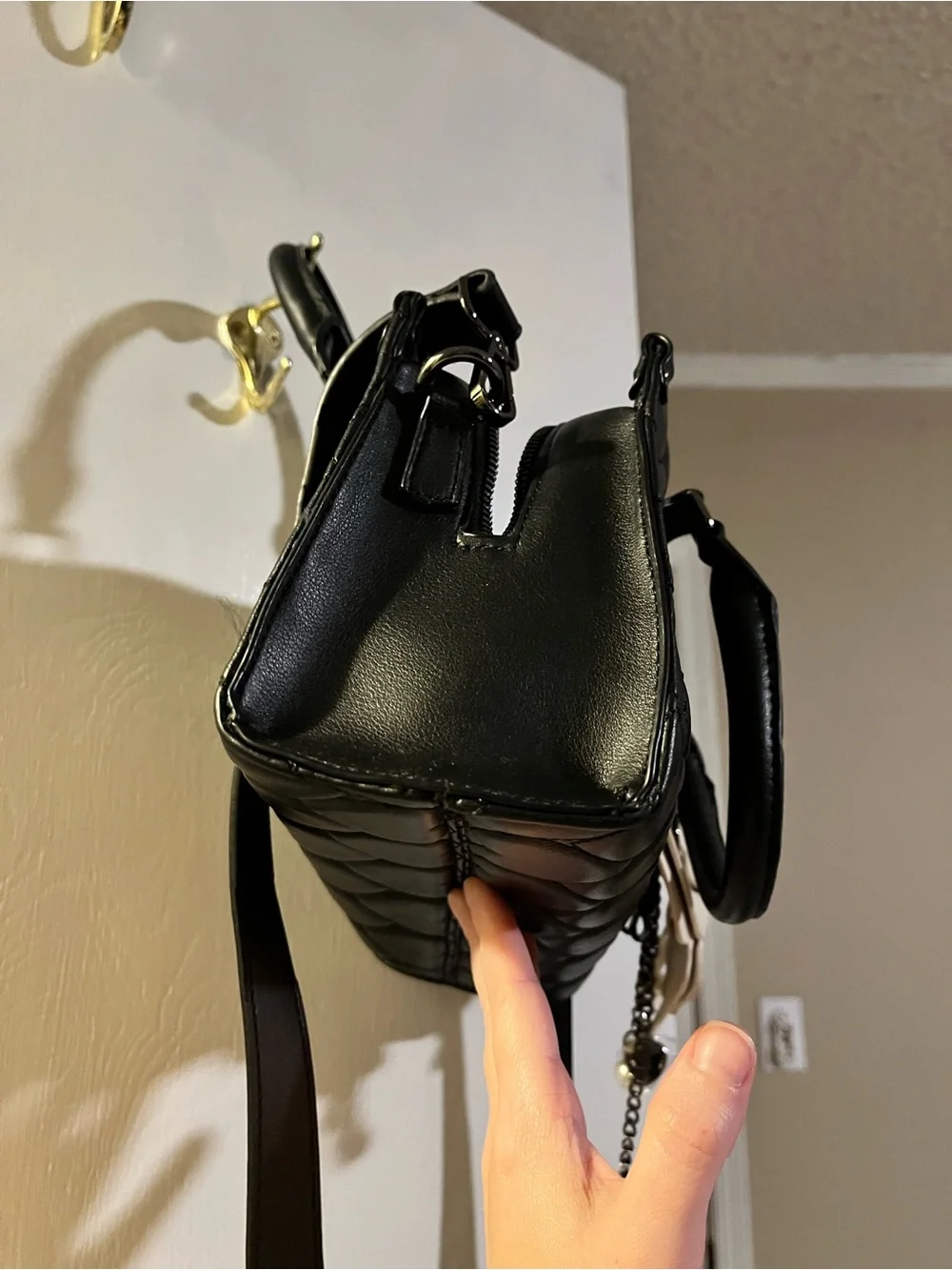 Betsey Johnson Black Crossbody Bag with White Butterfly Charm